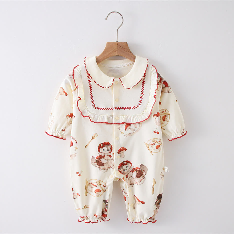Baby Lovely Cartoon Animal Lapels Romper