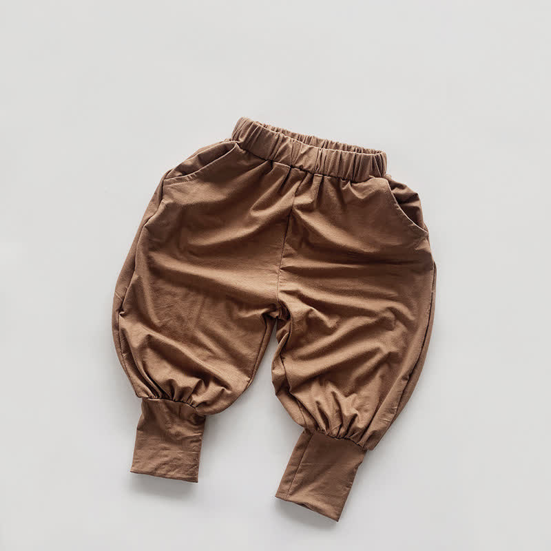 Toddler Boy Retro Solid Color Loose Pants