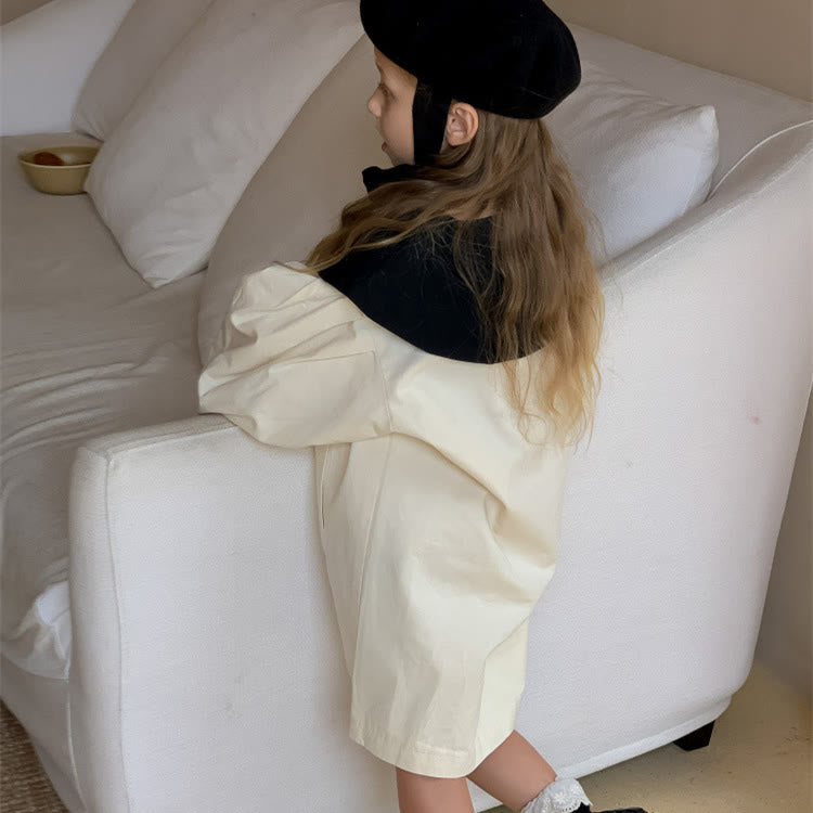 Toddler Girl Collar Preppy Style Mid-length Coat