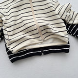 Toddler Striped Zipper Hooded Coat