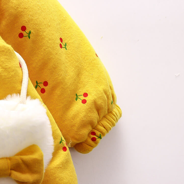 Toddler Cherry Bunny Fleece Lined Coat with Bag
