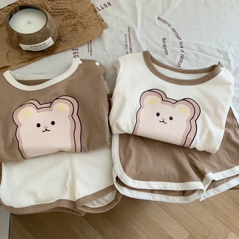 BREAD Baby Toddler Bear Tee and Shorts Set