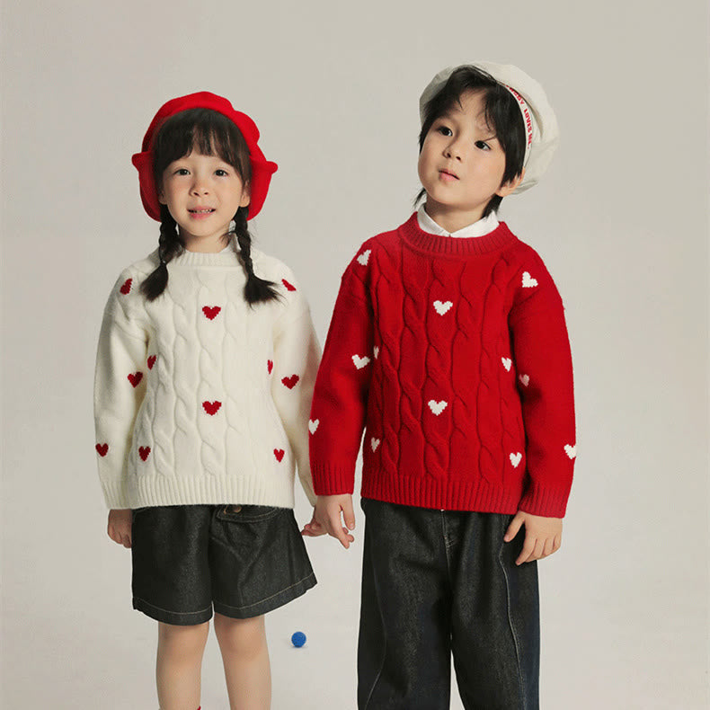 Toddler Heart Twist Knitted Sweater