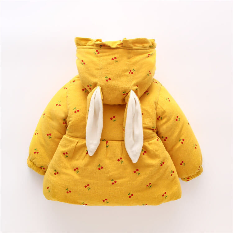 Toddler Cherry Bunny Fleece Lined Coat with Bag