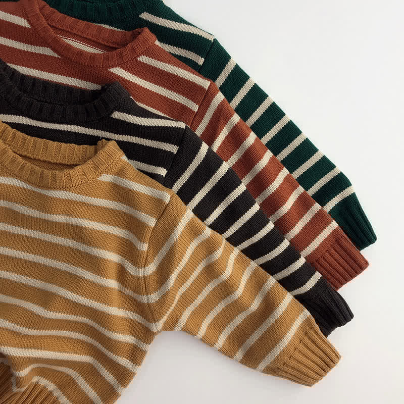 Toddler Boy Retro Striped Warm Sweater