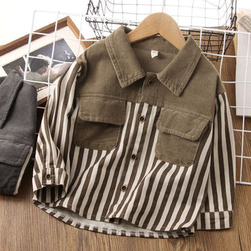 Toddler Boy Pocket Vertical Striped Shirt