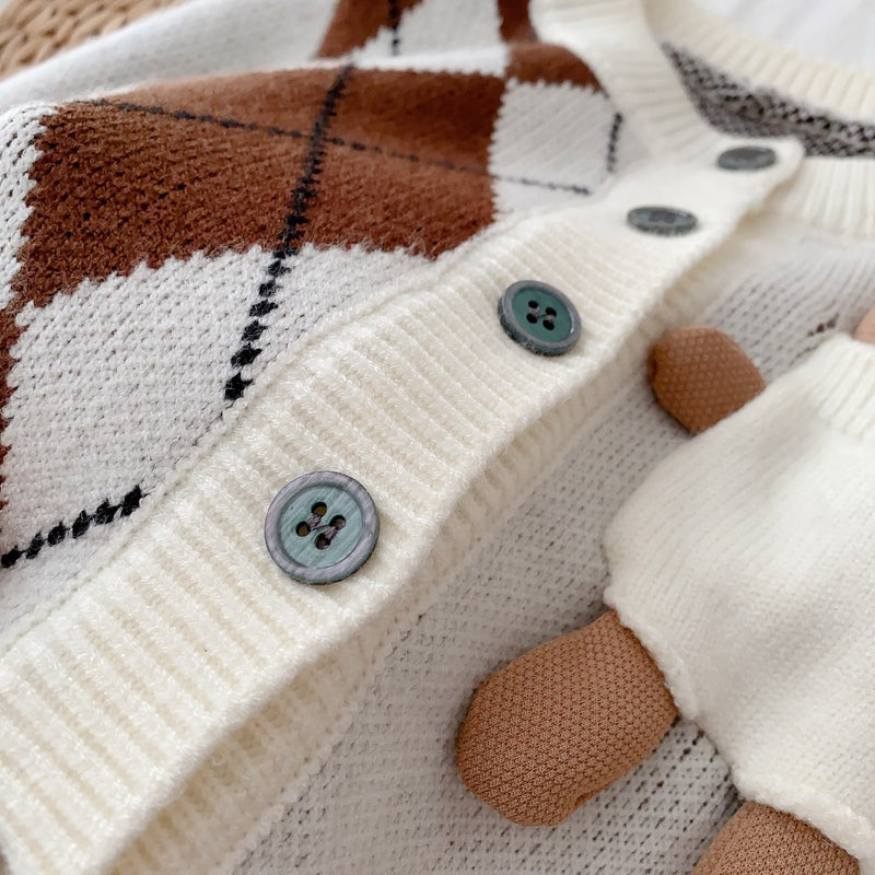 Toddler Diamond Pocket Bunny Color Block Cardigan
