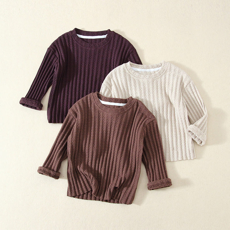 Toddler Ribbed Solid Color Ripped Sweatshirt