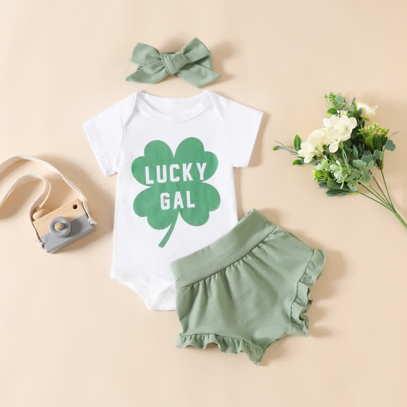 LUCKY GAL Baby Bodysuit Shorts with Headband