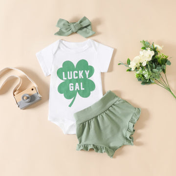 LUCKY GAL Baby Bodysuit Shorts with Headband