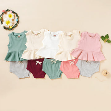 Baby Sleeveless Tee and Ribbed Shorts Set