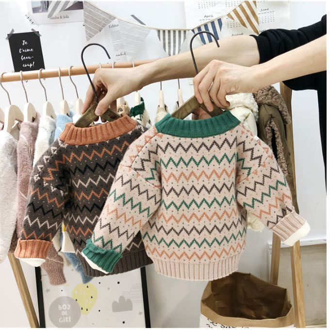 Toddler Design Knitted Fleece Lined Sweater