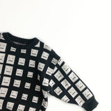 Toddler Knitted Design Smile Plaid Sweater
