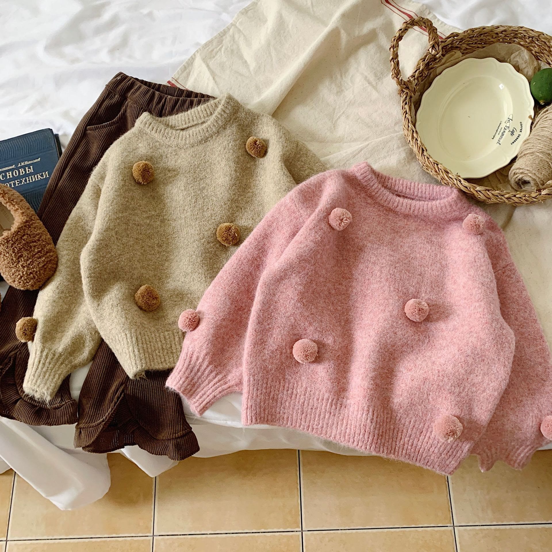 Toddler Girl 3D Hairball Loose Knitted Sweater