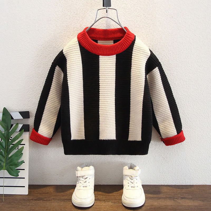 Toddler Boy Vertical Stripe Design Knitted Sweater