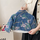 Toddler Girl Denim Flower Leaves 2 Pieces Set