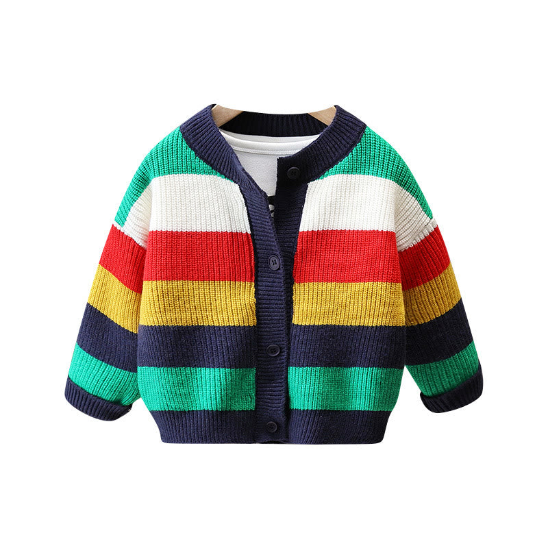 Toddler Boy Striped Button Design Sweater