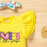 PEACE LOVE PEEPS Toddler Girl Bunny 3 Pieces Set