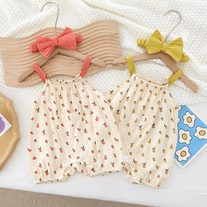 Baby Apple Strap Romper with Headband