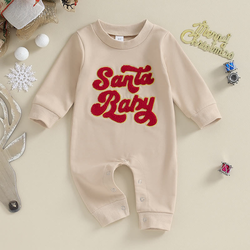 SANTA BABY MERRY MINI Baby Slogan Romper