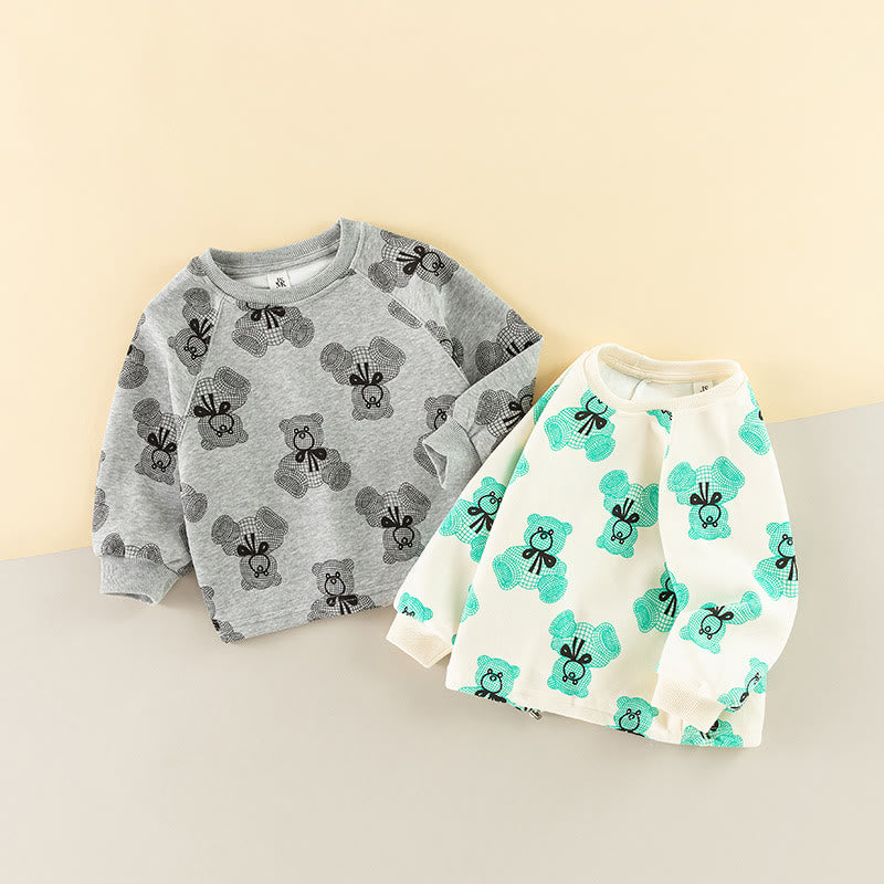 Toddler Bow Teddy Bear Casual Sweatshirt