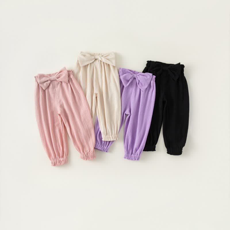 Toddler Girl Solid Color Bowknot Pants