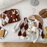 Toddler Diamond Pocket Bunny Color Block Cardigan