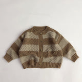 Toddler Wide Striped Knitted Design Retro Style Cardigan
