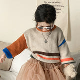 Toddler Girl Striped Knitted Sweet Sweater