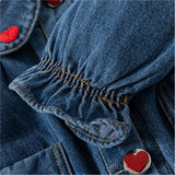 Toddler Girl Denim Heart Collar Blouse