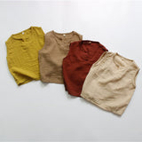 Toddler Retro Solid Color V Neck Tank Top