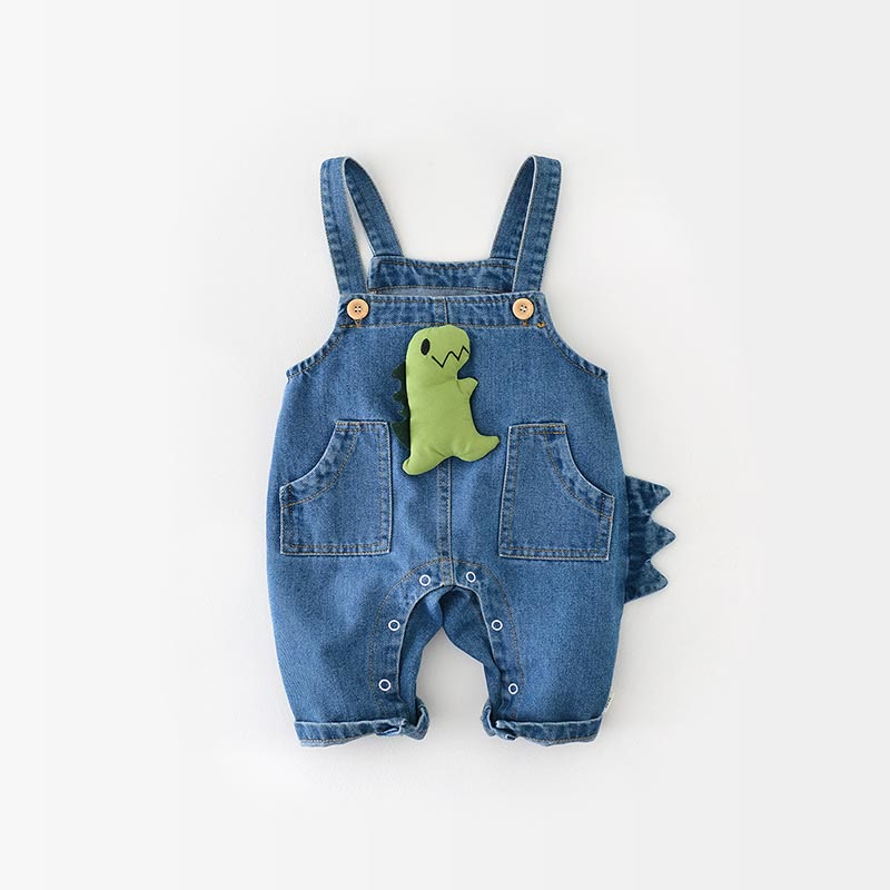 Baby 3D Dino Denim Overalls