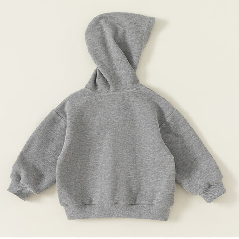 Toddler Casual Loose Solid Color Hooded Zipper Coat