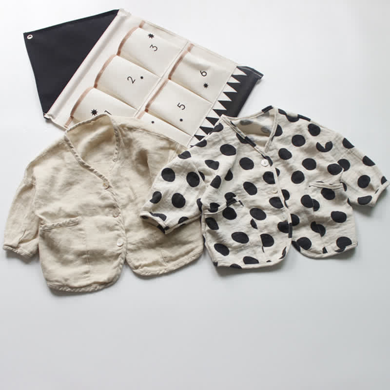 Toddler Polka Dot Linen Loose Outerwear