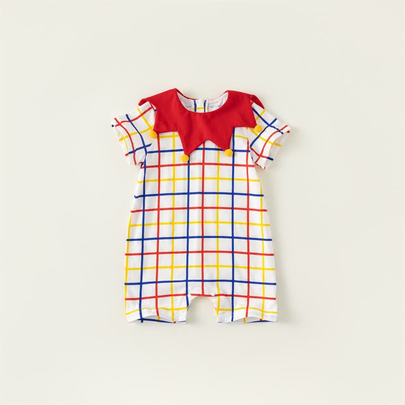 Baby Plaid Flounce Collar Romper