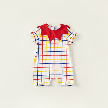 Baby Plaid Flounce Collar Romper