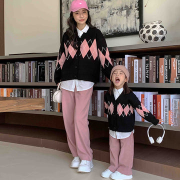 Mommy and Me Plaid V-neck Cardigan