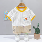 Baby Toddler Rainbow Striped Tee and Shorts Set
