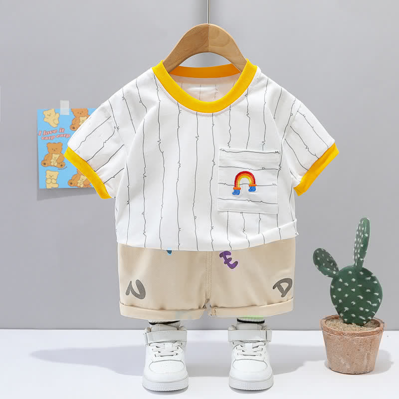 Baby Toddler Rainbow Striped Tee and Shorts Set