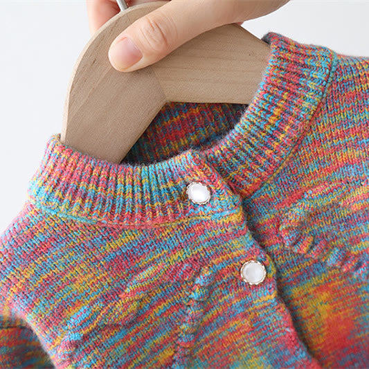 Toddler Color Block Heart Cardigan
