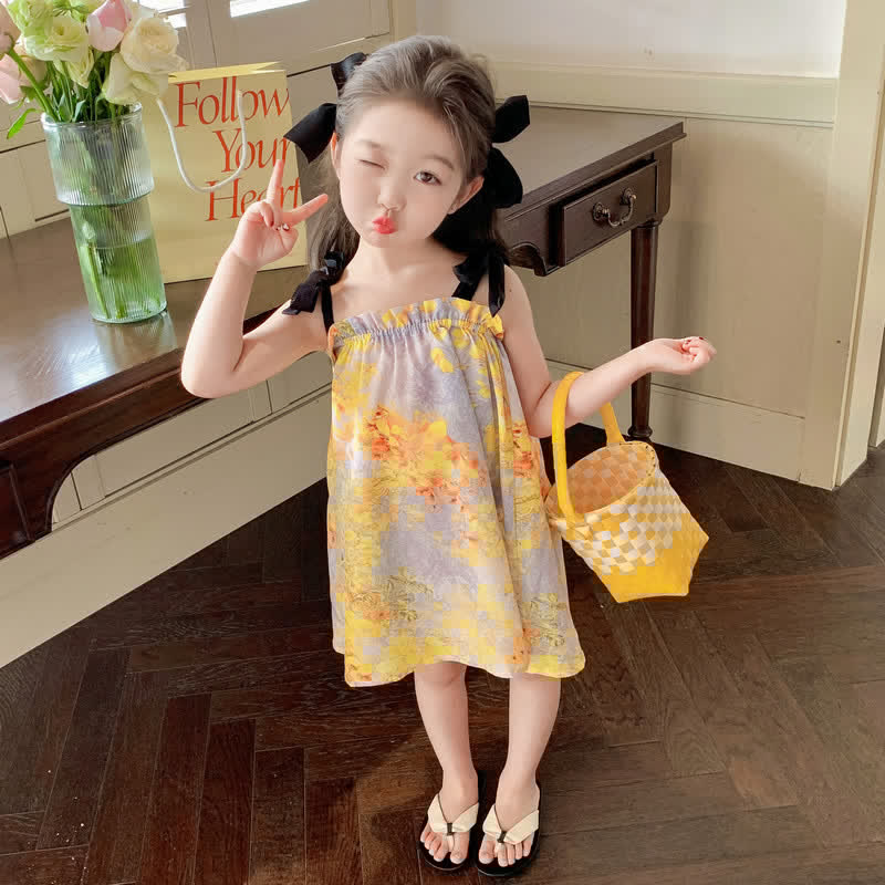 Toddler Girl Flower Camisole Loose Dress