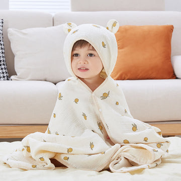 Animal Four Layers Swaddle Hooded Towels