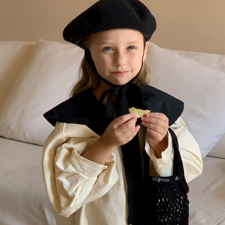 Toddler Girl Collar Preppy Style Mid-length Coat