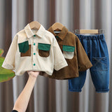 Toddler Worker Shirt Denim Pants 2 Pieces Set