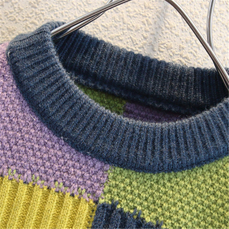 Toddler Boy Multicolor Plaid Loose Sweater