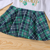 LUCKY Toddler Girl Clover Splice Plaid Dress