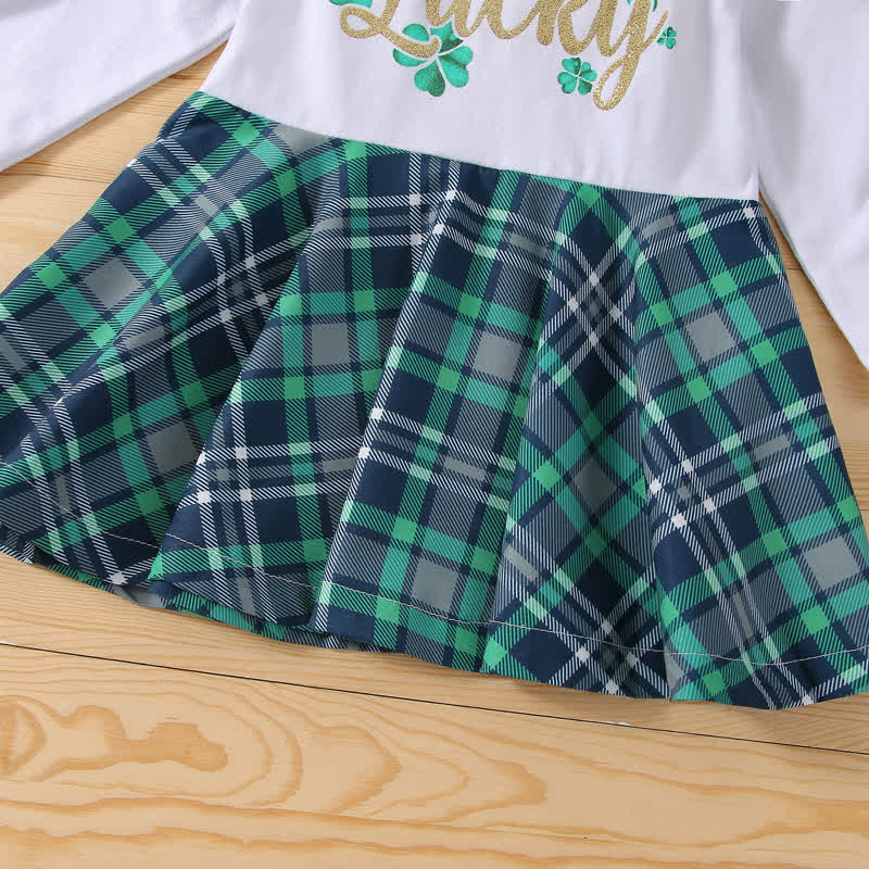 LUCKY Toddler Girl Clover Splice Plaid Dress