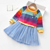 Toddler Girl Bow Rainbow Colorful Tulle Dress