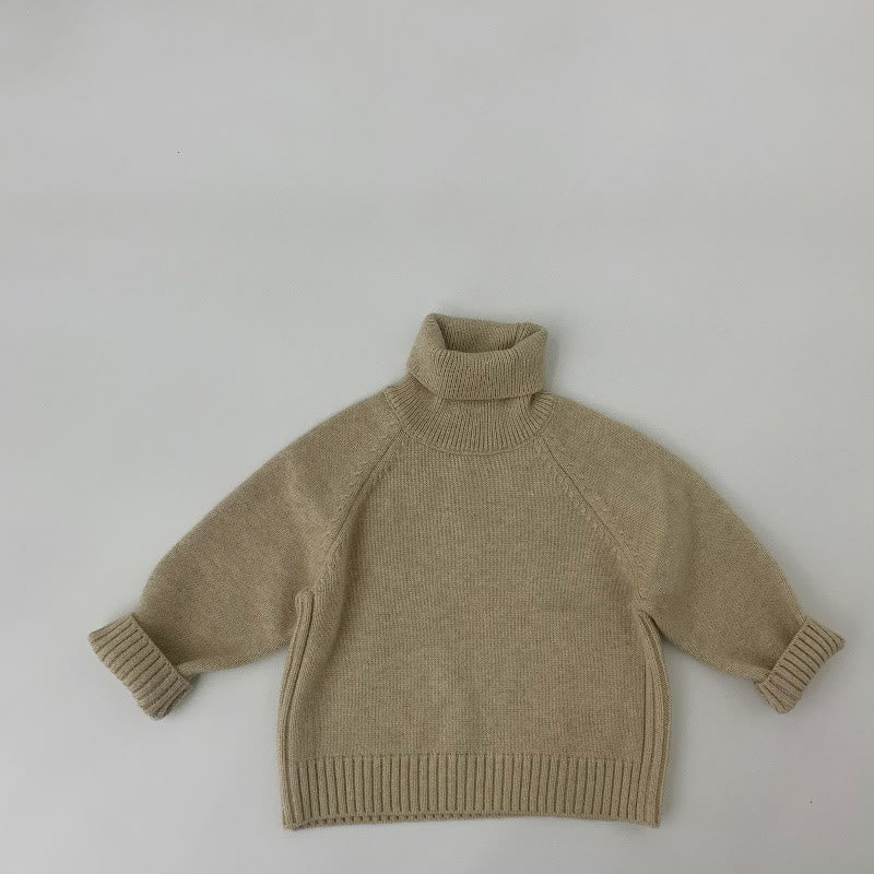 Toddler Boy Turtleneck Knitted Solid Color Sweater