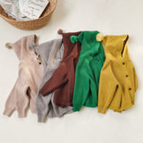 Toddler Solid Color Casual Hooded Knitted Coat
